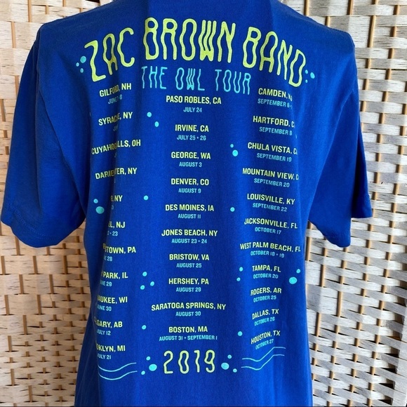 Zac Brown Band Owl Tour 2019 T-shirt Blue Size Small - Picture 4 of 8